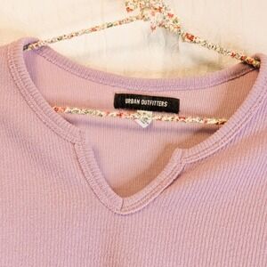 Urban Outfitters Parker Notch Neck Long Sleeve Top Purple Cropped Oversized Sm